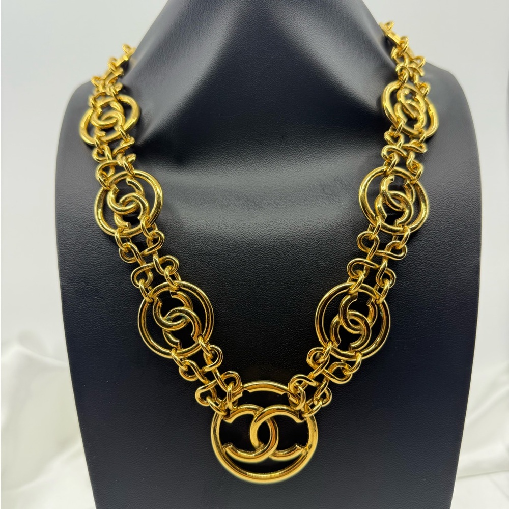 Chanel Vintage Gold Infinity CC Logo Statement Necklace, Circa 1993